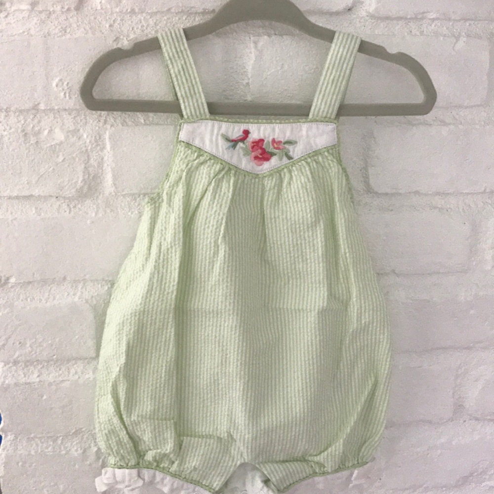 Janie and Jack seersucker overalls